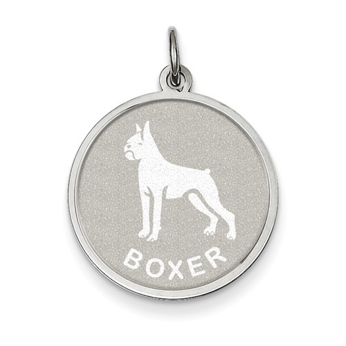 Assorted Dog Breeds: Sterling Silver Boxer Disc Charm